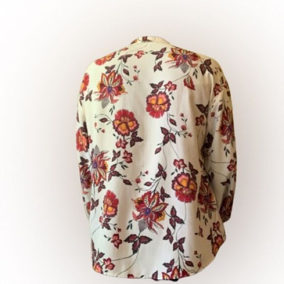 H&M White and Orange Long Sleeve Tie Front Blouse - Picture 4 of 6